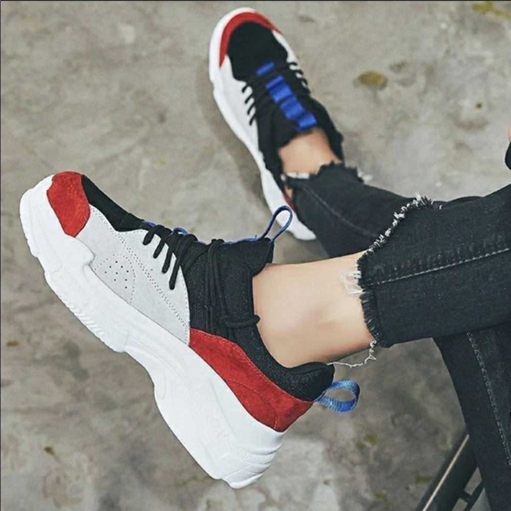 2PK - Dad Old Sneakers Red, Black Blue Tennis